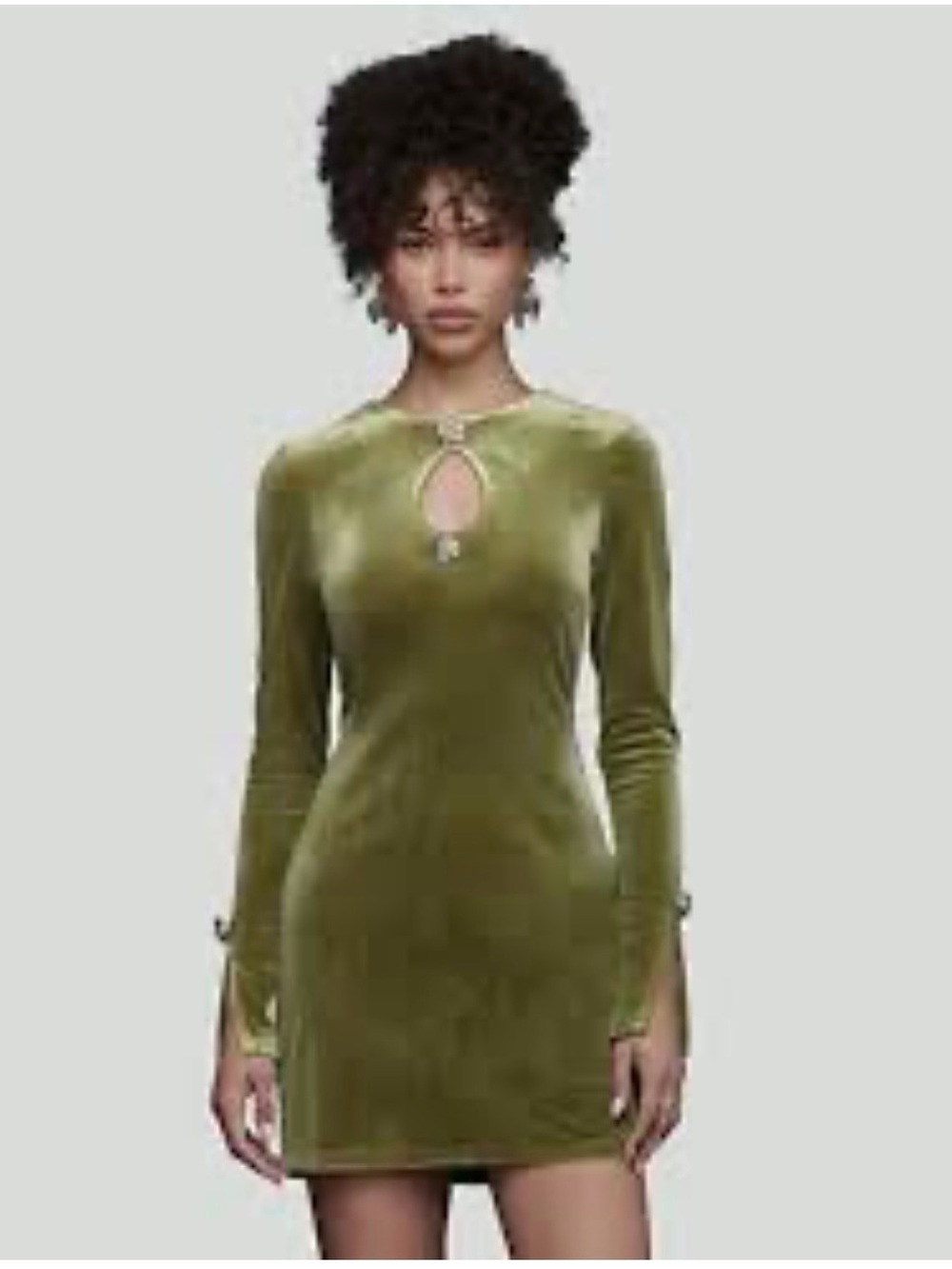 NWT Avec Les Filles green velvet chic mini dress